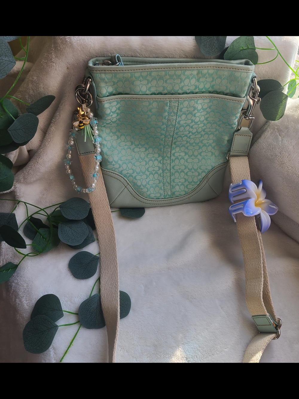 Coach Powder Blue Signature Crossbody Bag with Adjustable Strap - Picture 2 of 6
